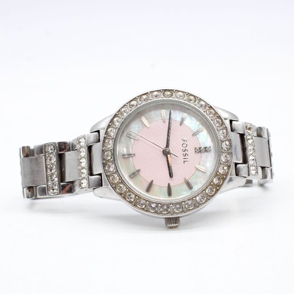 Fossil Watch Womens Jesse Es2189 Classic Pink Stainless-Steel Rhinestones Quartz - Picture 5 of 8